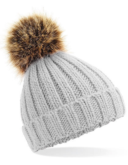 Beechfield Infant Faux Fur Pom Pom Chunky Beanie