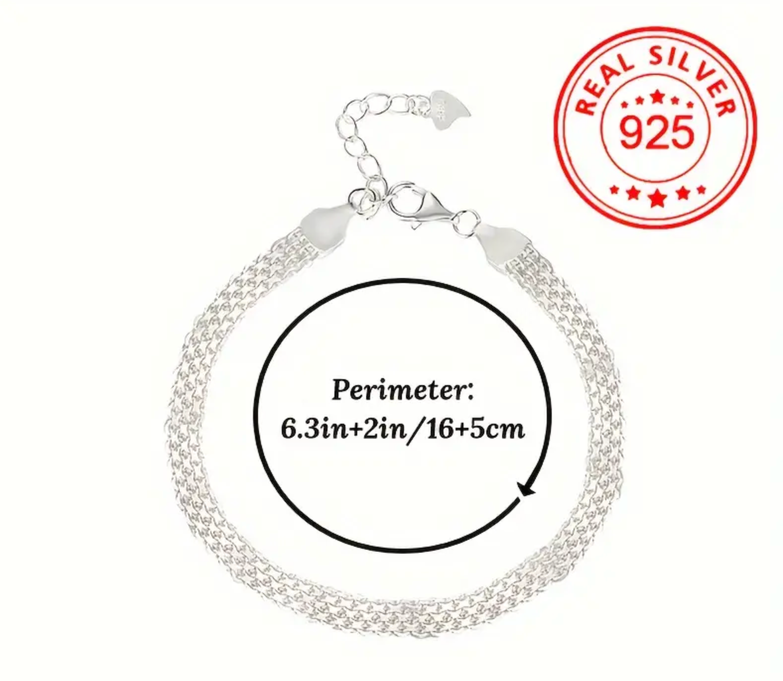 925 Sterlingsilber Mesh Glitzer Armband