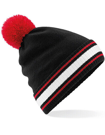 BEECHFIELD  Strickmütze Kappe Streifen Stadium Beanie Fussball Bommel