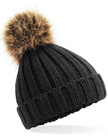 Beechfield Infant Faux Fur Pom Pom Chunky Beanie